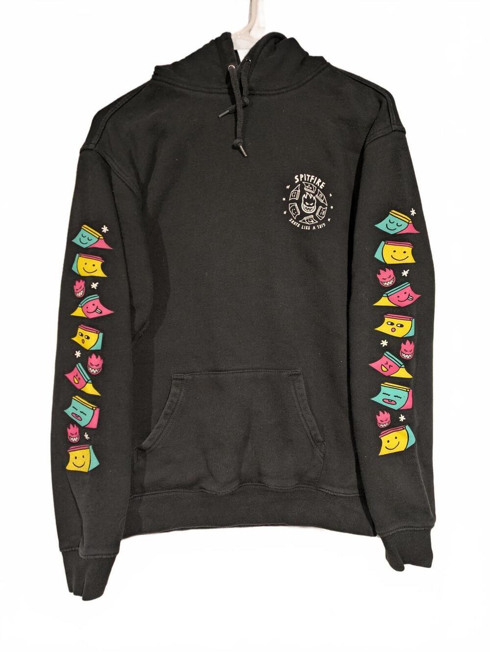 Spitfire Skate Like A Girl Hoodie Black Graphic Pullover Sweatshirt Mens Small